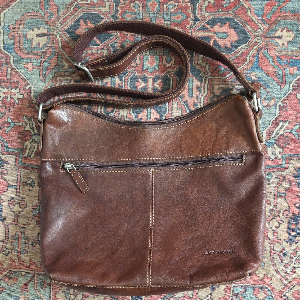 Jack Georges Voyager Hobo Bag Crossbody 11 x 10 x 3.25 Genuine Leather